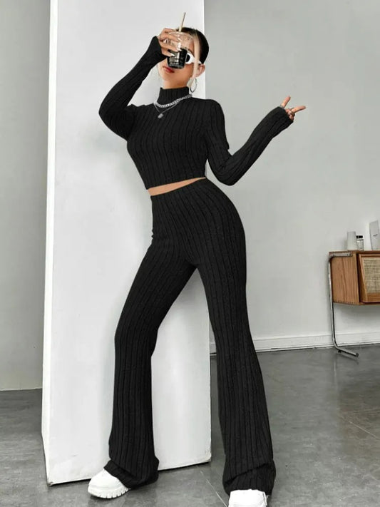 Chic Ribbed Knit Loungewear Set