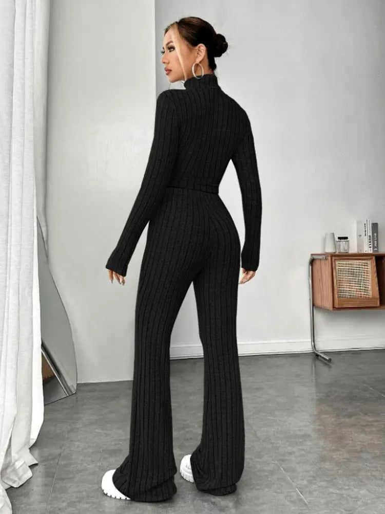 Chic Ribbed Knit Loungewear Set